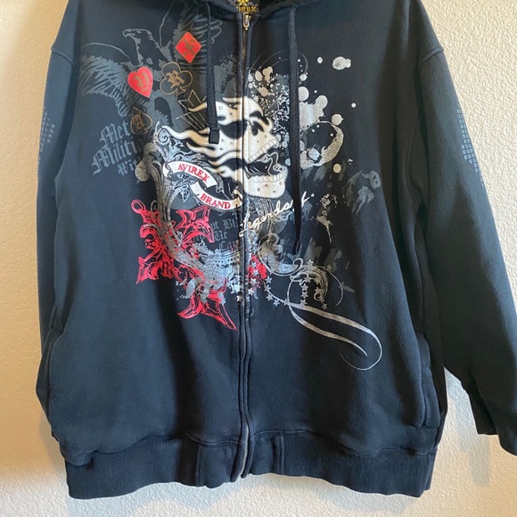 Avirex Mens Skull Hoodie Size Xxl 